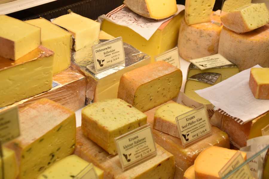 Cheese blocks on shelf - dairy products are a great source of calcium on the carnivore diet