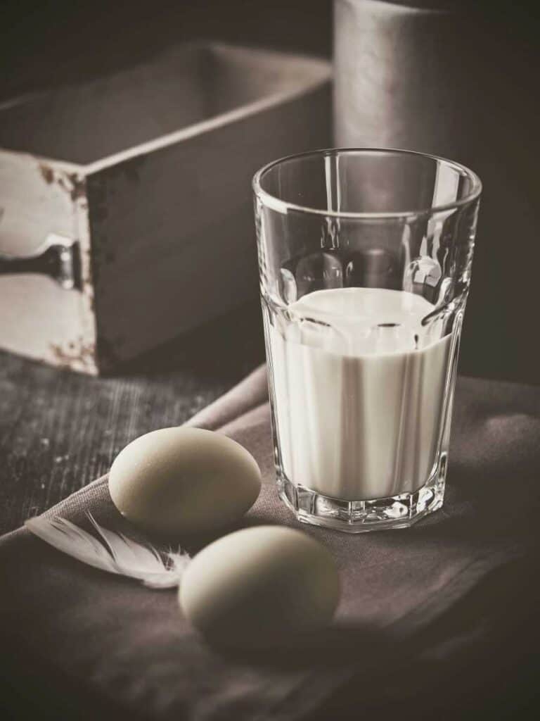 A glass of milk and two boiled eggs - milk is good as a part of the carnivore diet