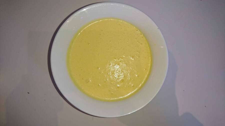Blended egg and cheese in a bowl