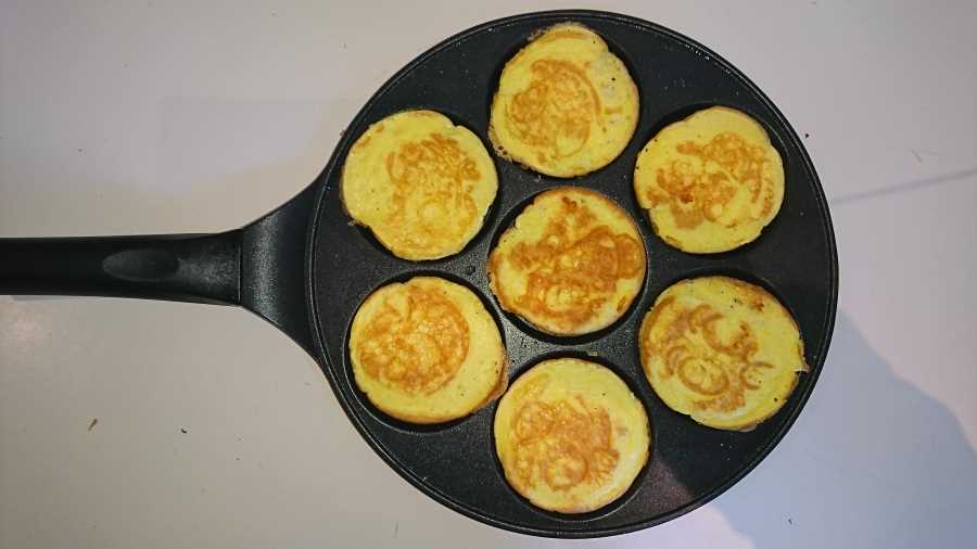 Mini pancake in a frying pan