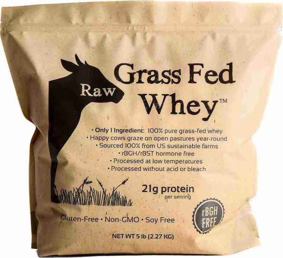 An image of a bag of raw grass fed whey