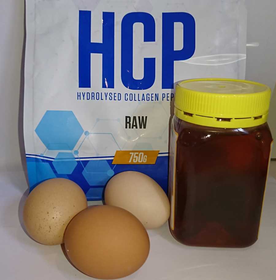 ingredients for carnivore ice cream: collagen, honey, eggs