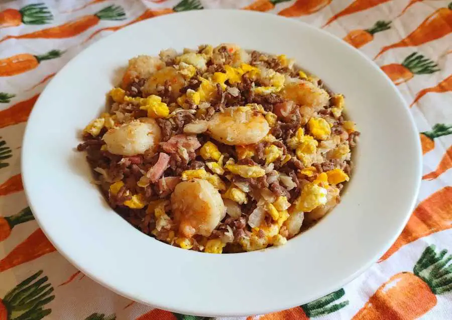 Cooked carnivore fried rice on a plate