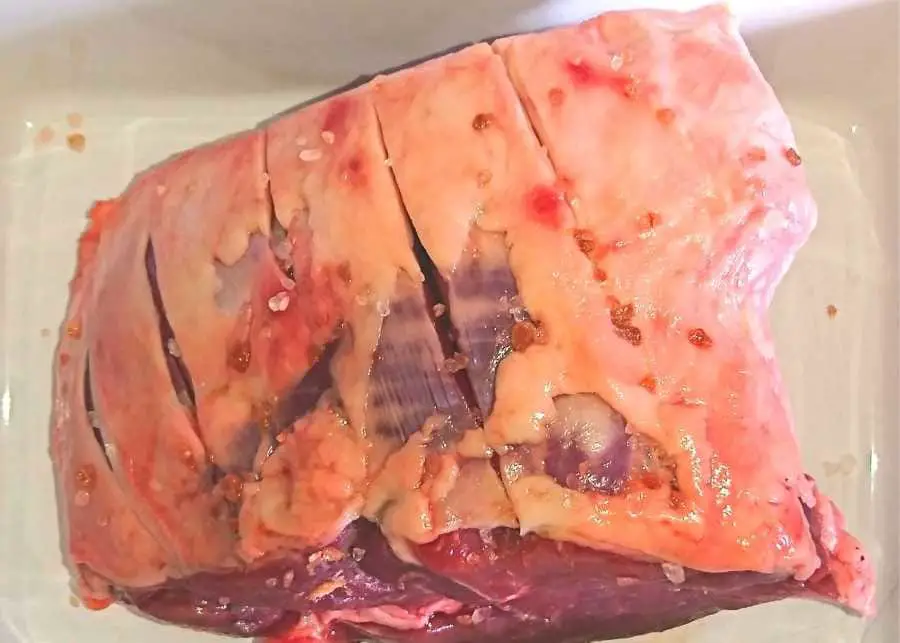 a leg of lamb with bone in
