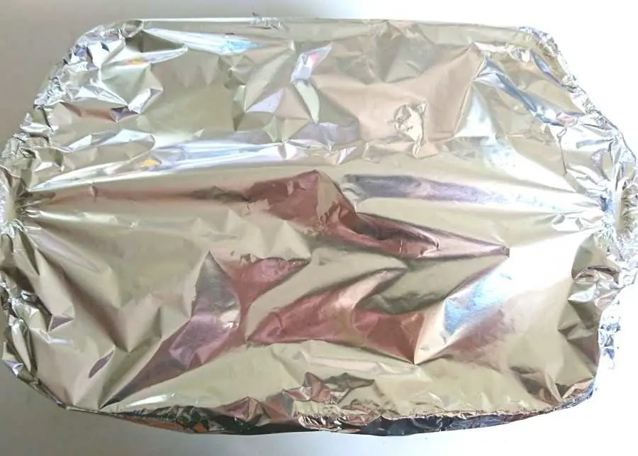 wrapping the roasting dish with foil