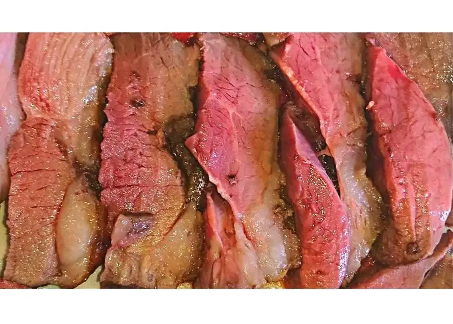 Slices of roast lamb