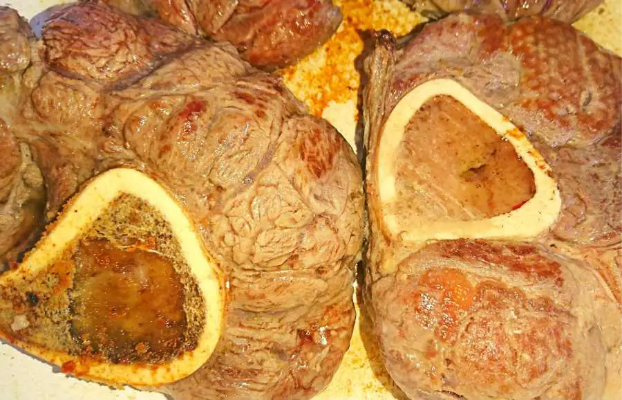 Browned osso buco in a pan