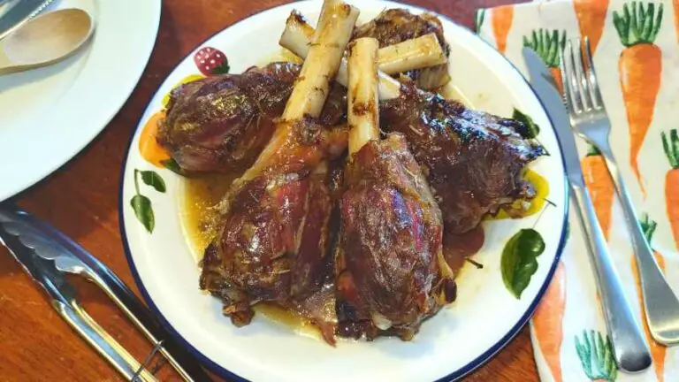Carnivore-ish slow roasted lamb shanks on a plate