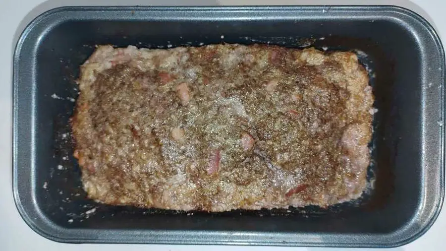 Cooked carnivore meatloaf in a loaf pan