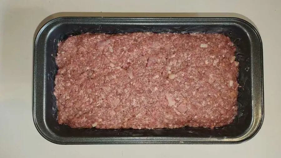 Raw carnivore meatloaf in a loaf pan