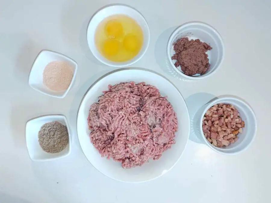 Raw ingredients for carnivore meatloaf