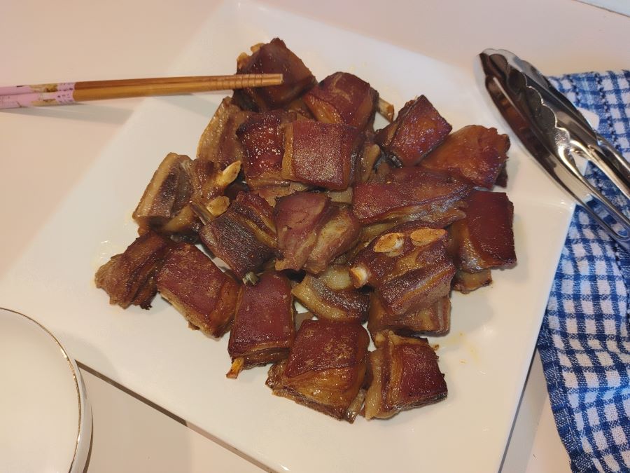 Korean style oven baked lamb ribs on a plate