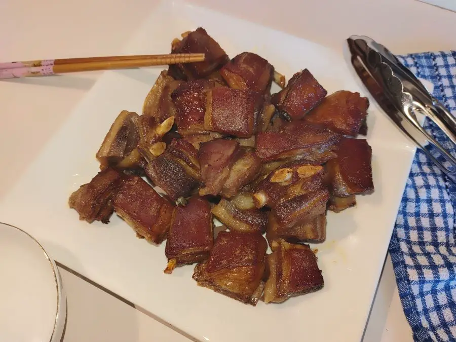 Korean style oven baked lamb ribs on a plate